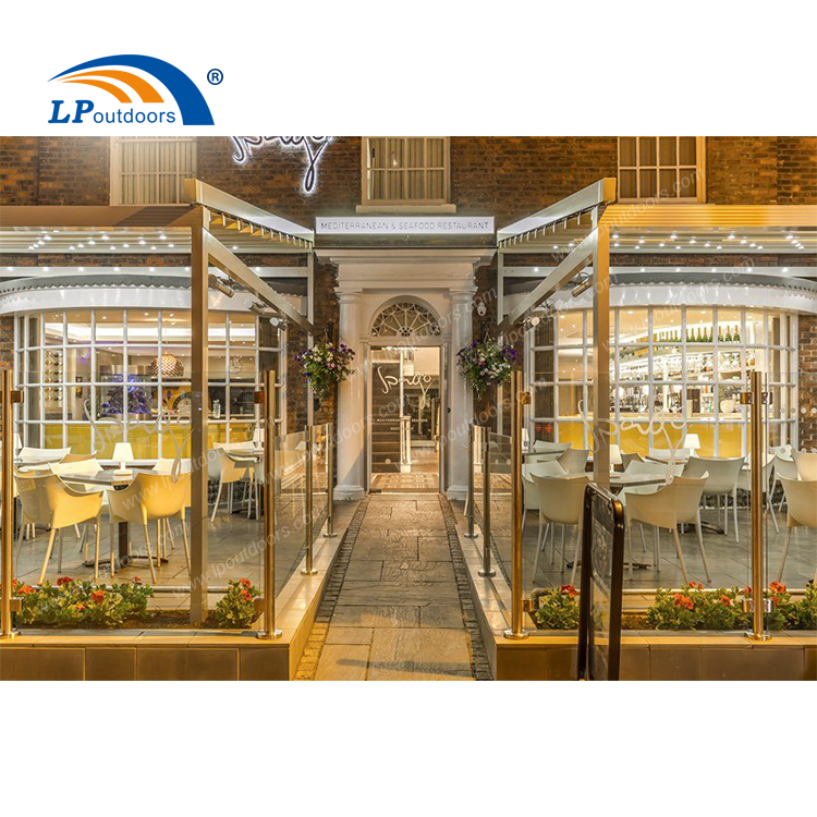 Pavillon escamotable adapté aux besoins du client de toit du cadre PVDF en aluminium en tant que restaurant extérieur