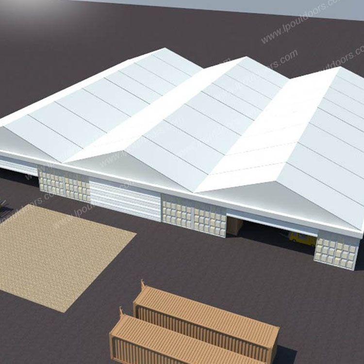Grande tente industrielle temporaire à cadre en aluminium de 20x60m pour le stockage